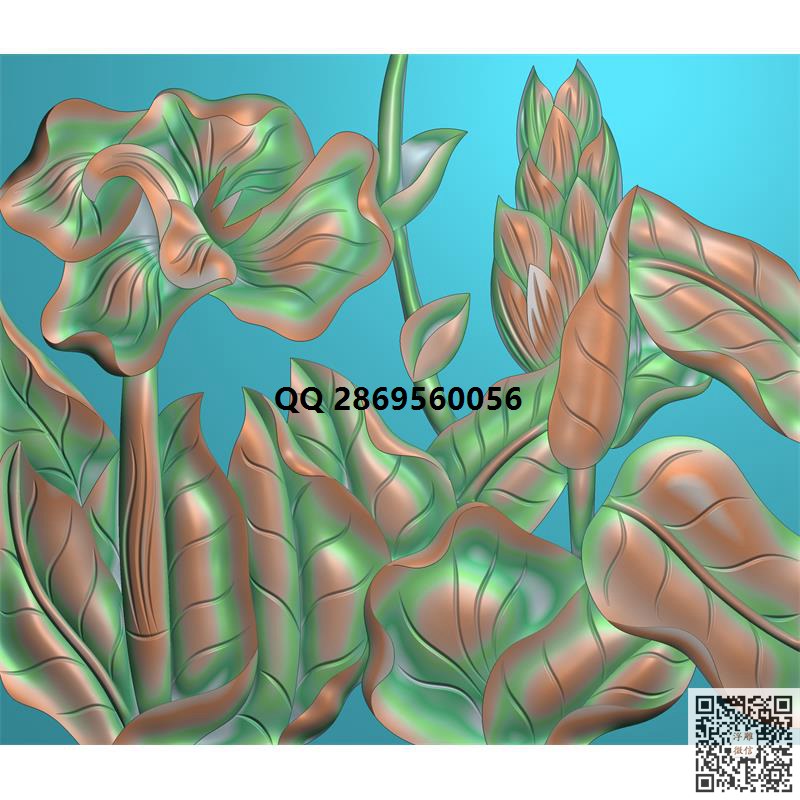 BJ 006 芭蕉_建材洋花精雕图石雕洋花贴花芭蕉叶屏风背景墙精雕图浮雕图